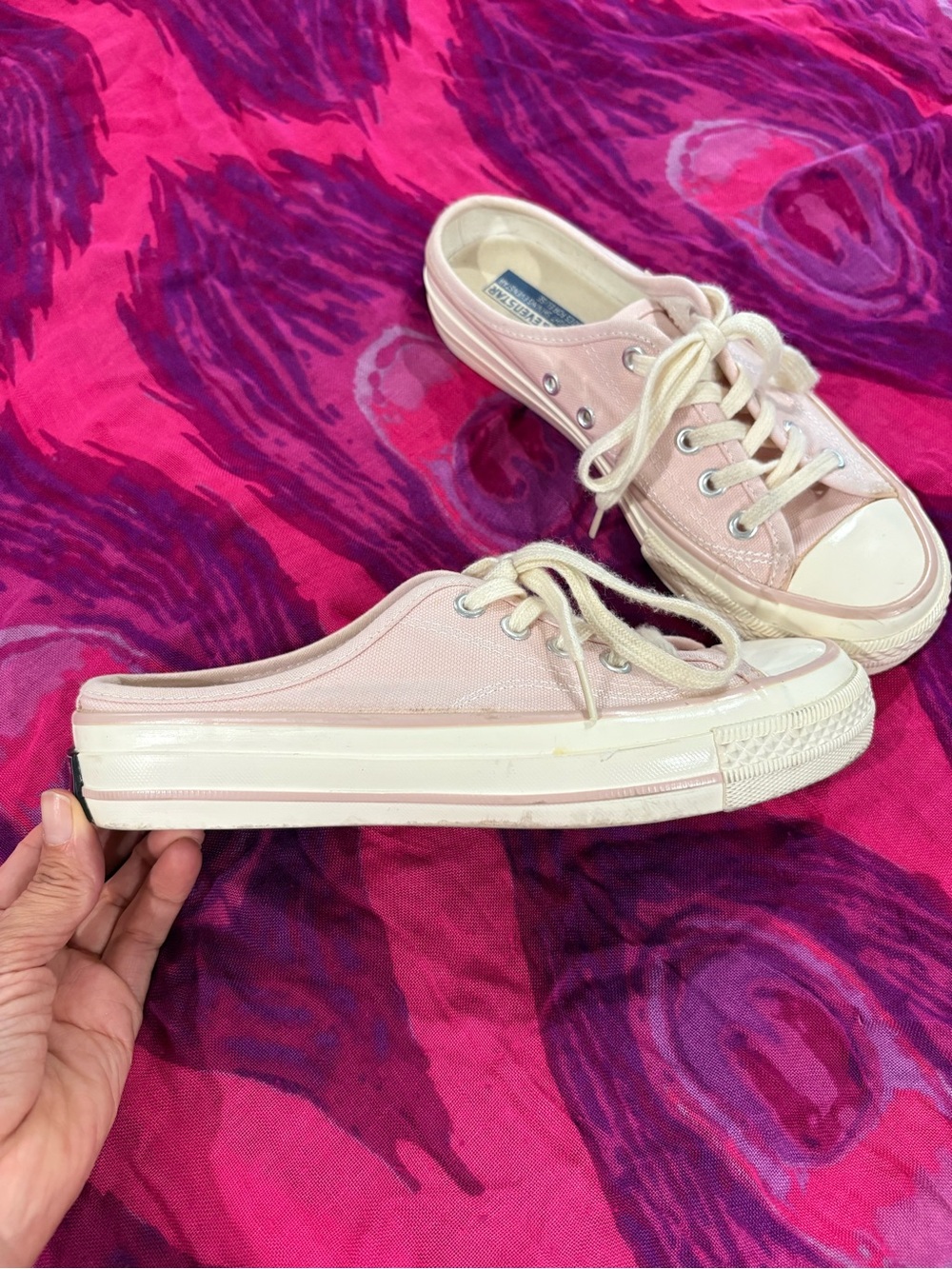 Low-Back Pink Canvas Mule Sneakers for Women